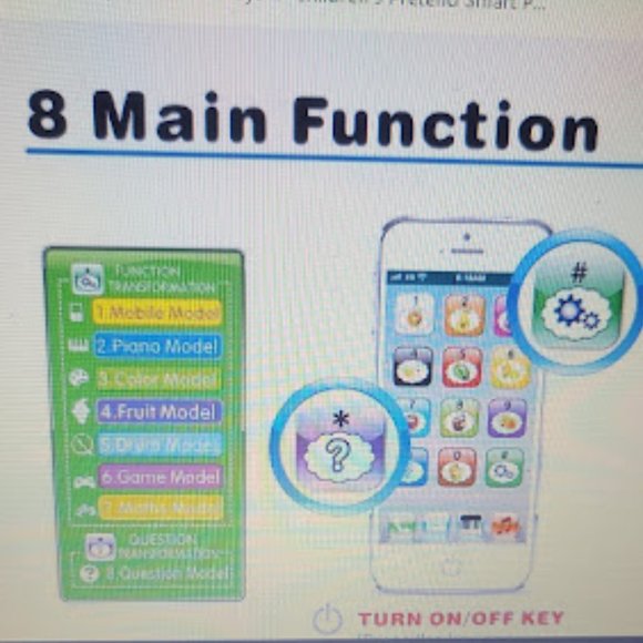 TOY PHONE FOR 18 MONTH + TODDLERS 8 FUNCTION, BRIGHT COLORS AND MUSIC - Picture 5 of 6